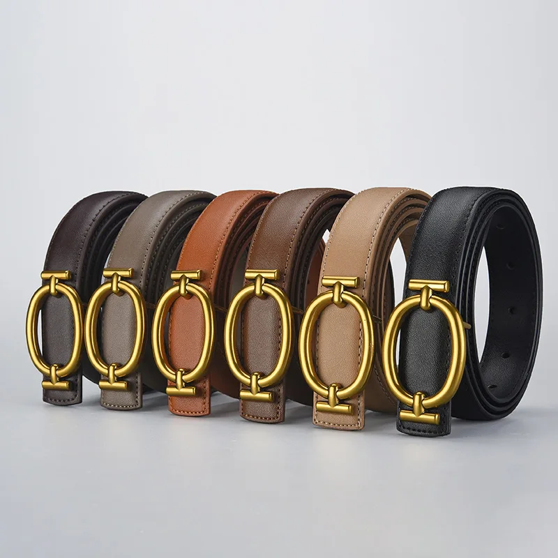 Кожаный женский ремень с пряжкой, джинсовые аксессуары, универсальные ретро и простые женские тонкие ремни для роскошных дизайнерских брендов