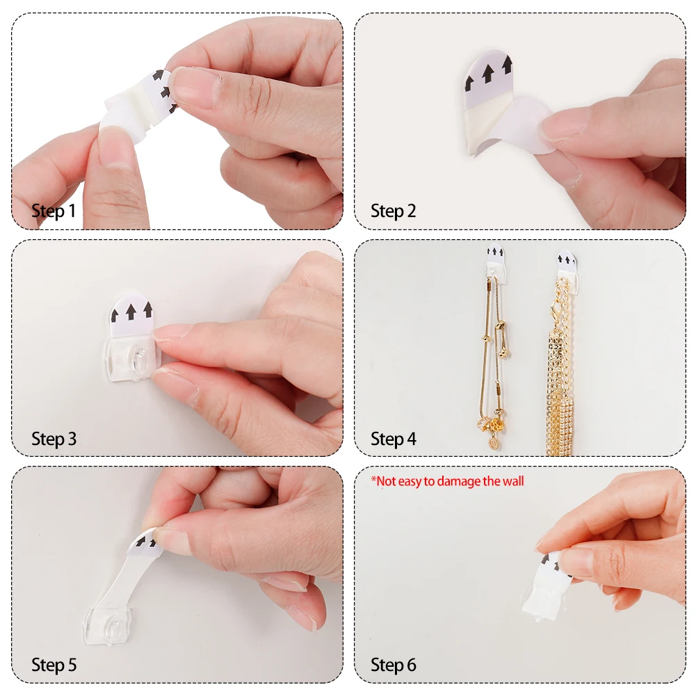 20/6PCS Wall Transparent Removable Hook Strong Cable Clamp Adhesive Hook Rack Bathroom Kitchen Towel Key Hanger