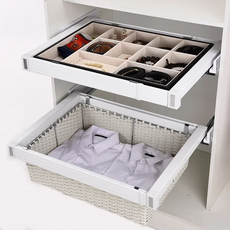 

Closet Pull Basket Multifunctional Stretch Pants Rack Cabinet Rattan Basket Storage Cloakroom Storage Basket Accessories