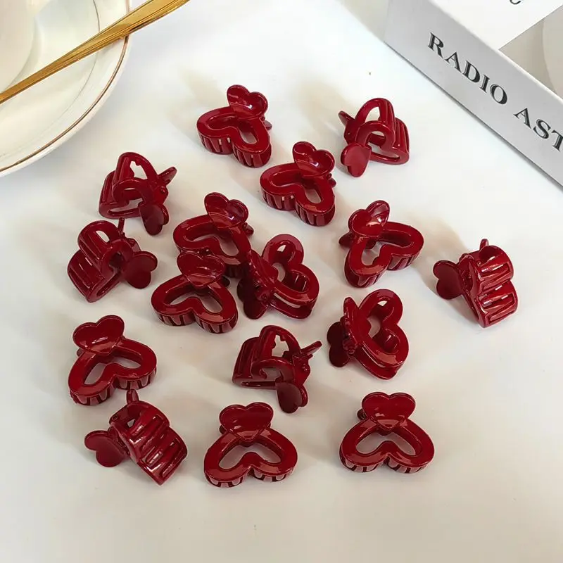 10Pcs Mini Red Hair Claw New Year Clips Mixed Small Grab Clips Girl Bangs Cute Hairpin Side Hair Clip Hair Accessories for Women - view 6