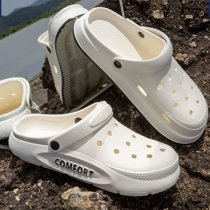 Zapatos con suela gruesa y diseño perforado para hombre y mujer, sandalias para usar en el día a día, zapatillas que aumentan la altura, sandalias de playa para hacer senderismo.