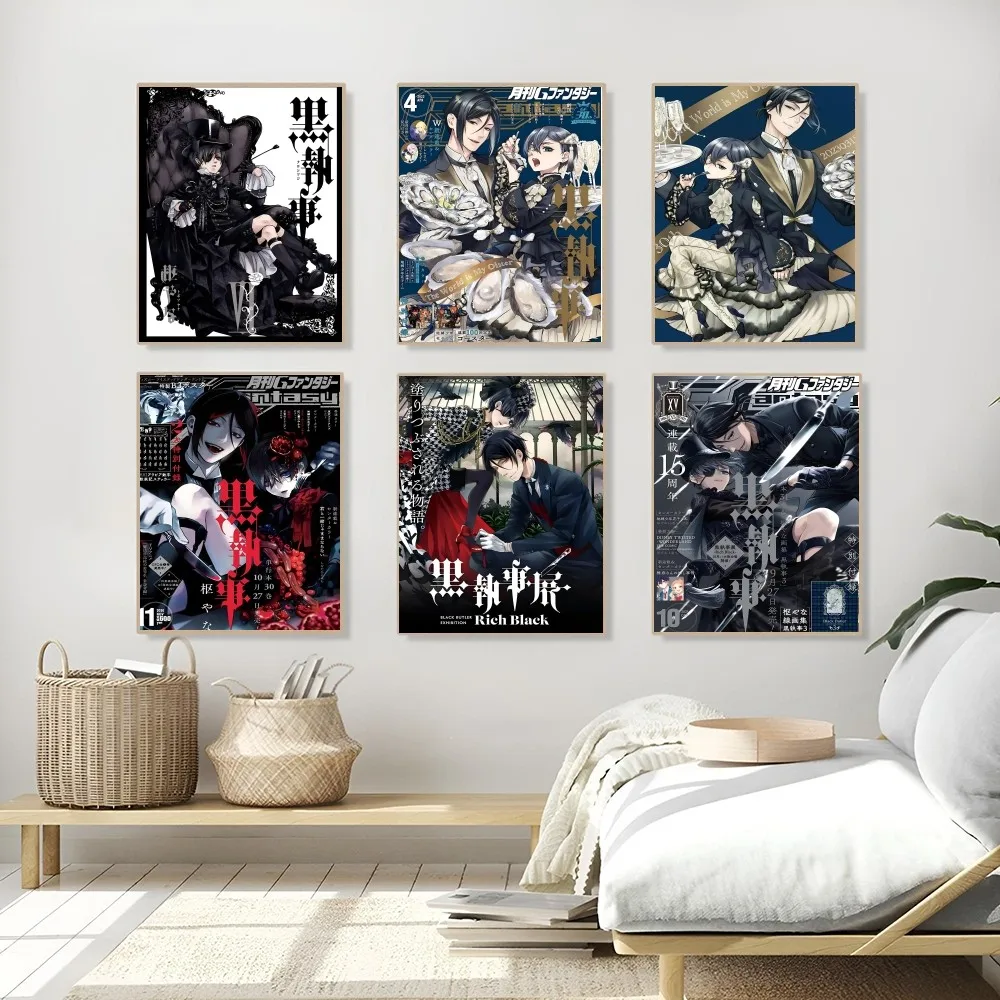 1PC Black Butler. Poster autoadesivo Art adesivo di carta impermeabile Coffee House Bar Room Wall Decor