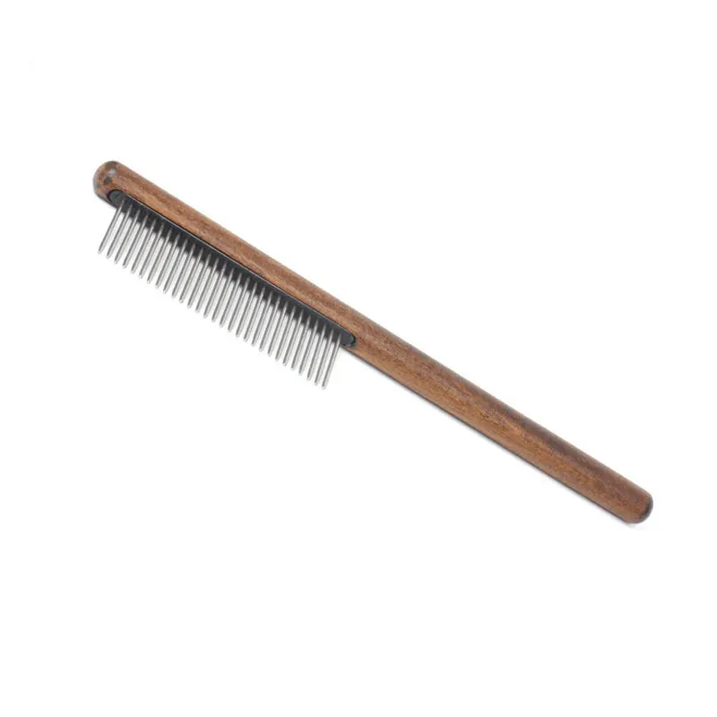 Aço inoxidável Pet Cleaning Flea Comb Escova de madeira para gato e cachorro Pente de depilação Ferramenta de higiene, Pet Acessórios Suprimentos