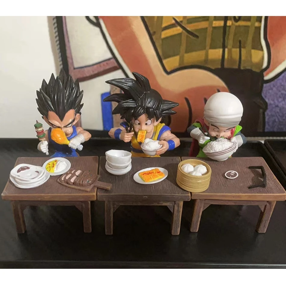 8cm Dragon Ball Z Figures Vegeta Anime Figure Son Goku Figurine Krillin Android 18 Dining Scene Pvc Action Models Kids Toy Gifts