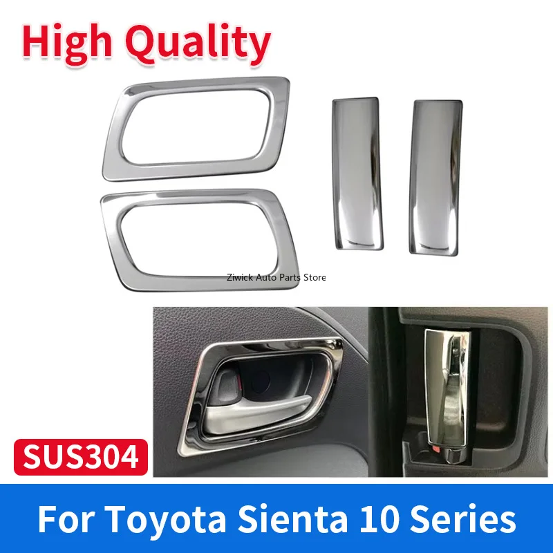 

4 PCS Interior Door Handle Cover Bezel Trim for Toyota Sienta 10 23 High Quality Stainless Steel Chrome Car Styling Accessories