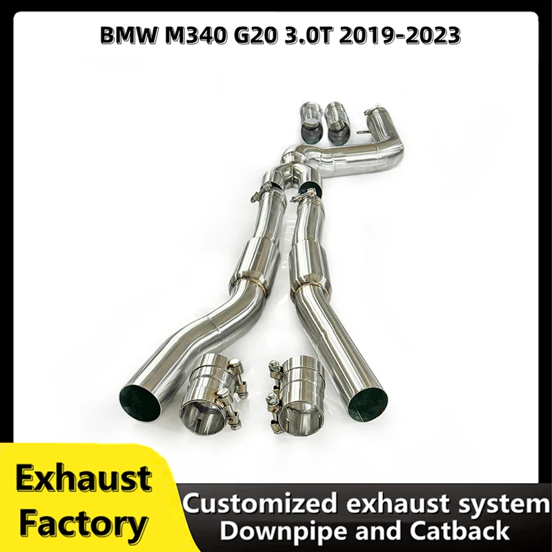 For BMW M340 G20 3.0T 2019-2023 Stainless steel high performance exhaust system equal length middle pipe with resonator