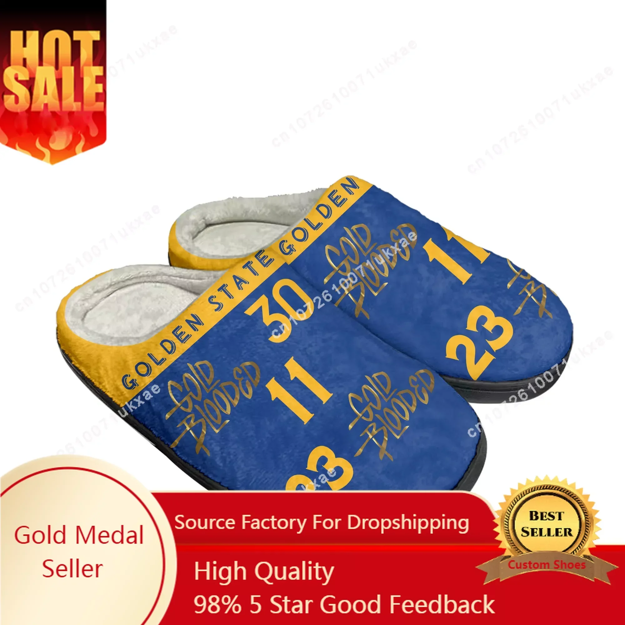 golden state Number 30 11 23 Gold Blooded Home Cotton Slippers Mens Womens Plush Bedroom Casual Keep Warm Shoes Customized Shoe