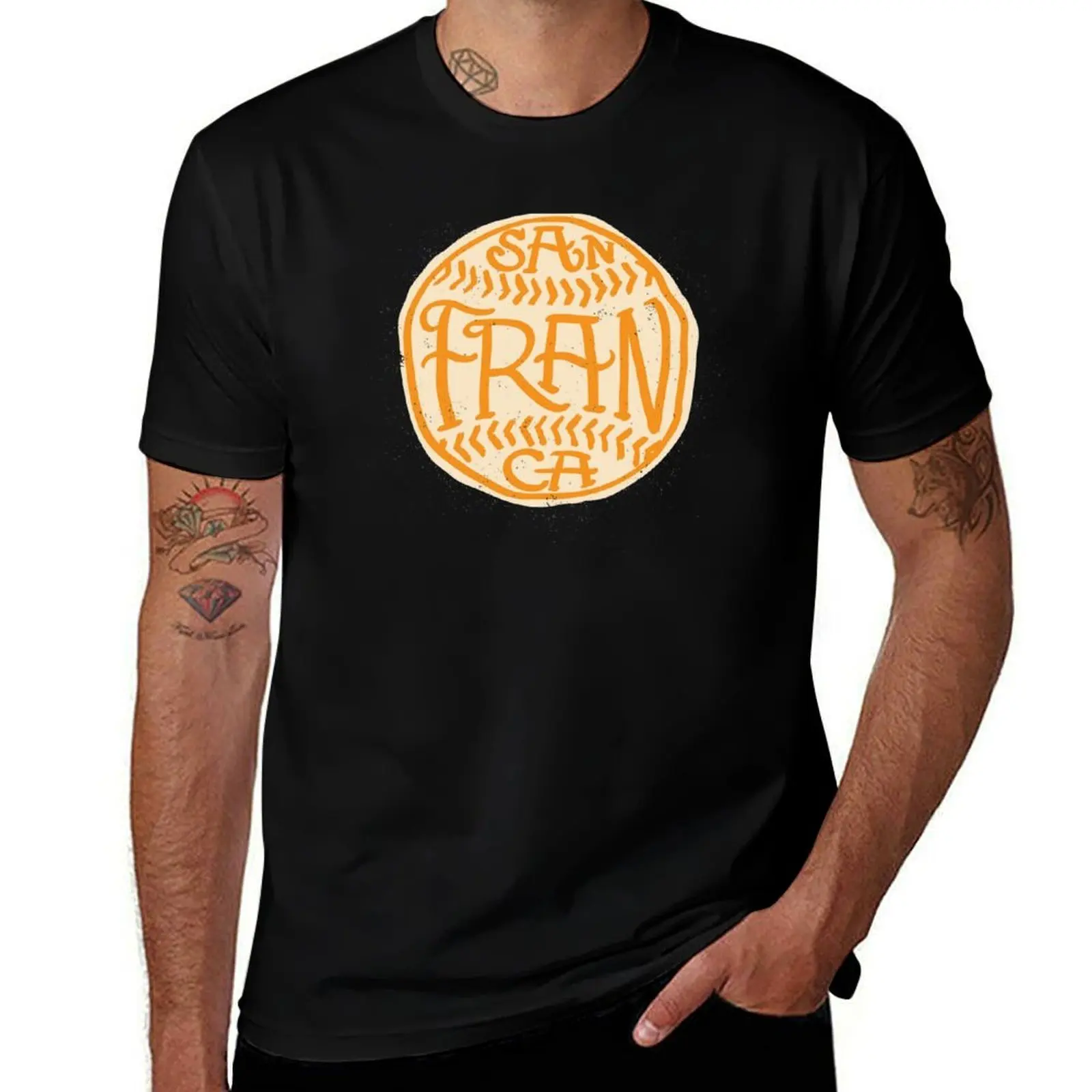 Hand Drawn Baseball for San Francisco with custom Lettering T-Shirt Big Size Daily Wear T-Shirt