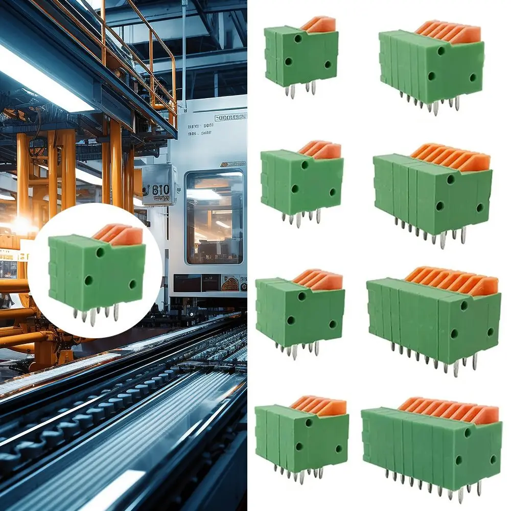 2.54mm Pitch Push-in Spring Screwless Terminal Block Straight/Bent Foot 2/3/4/5/6/7/8/9/10P PCB Connector Spliceable KF141R