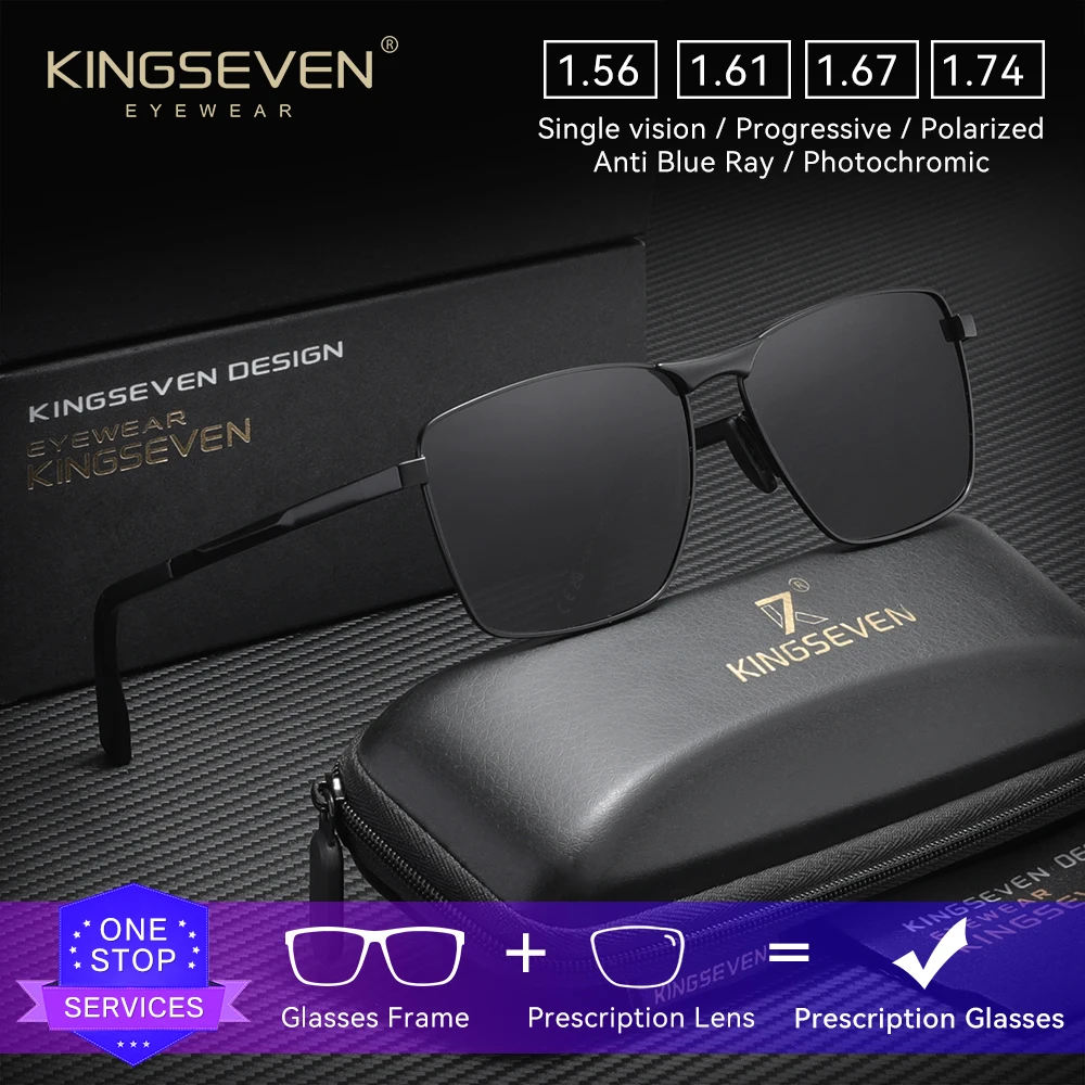 KINGSEVEN السببية القيادة عدسة بصرية النظارات الشمسية وصفة طبية قصر النظر مد البصر النظارات التقدمية الرجال النساء النظارات في الهواء الطلق