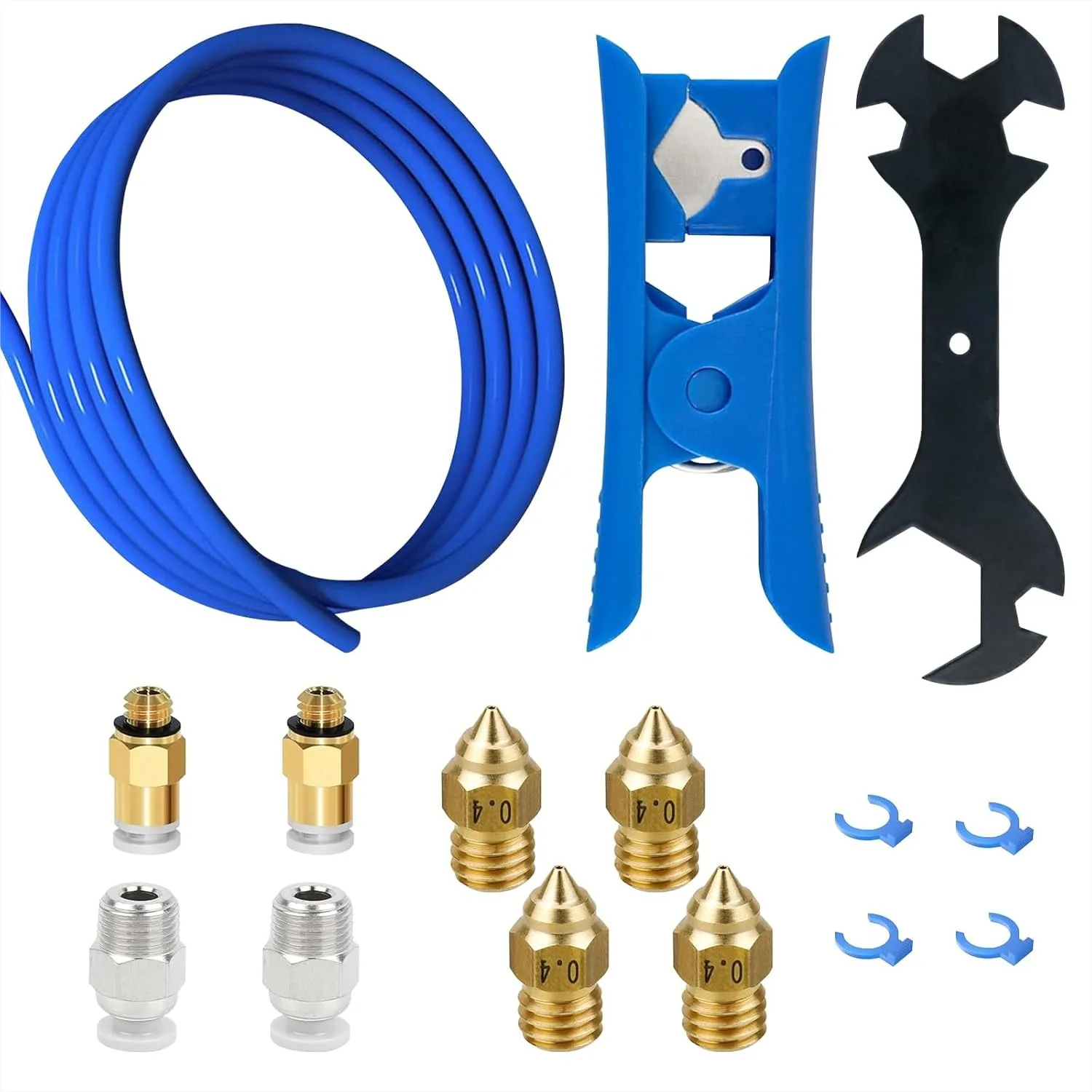 

1m PTFE Bowden Tubing for 1.75mm Filament 3D Printer Replacement Parts, with 2X PC4-M6 & 2X PC4-M10 Pneumatic Fittings & Tube