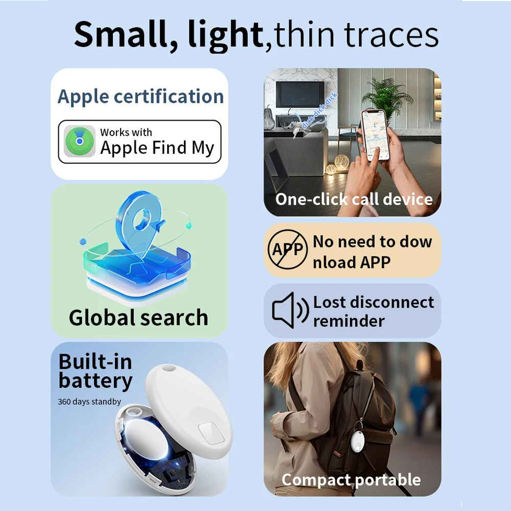 New Apple (IOS) anti-loss device Bluetooth Pet tracker Smart anti-loss locator, Apple Find My, locate keys, luggage, backpack