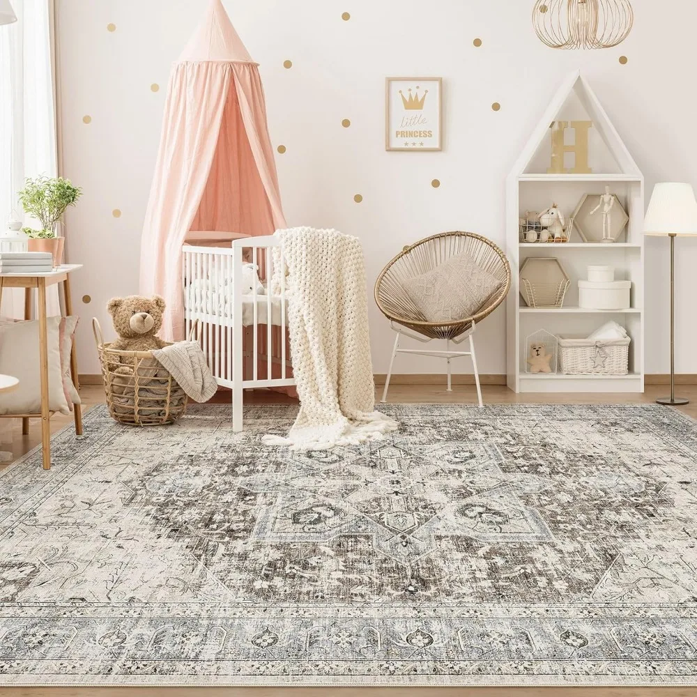 Karpet Area ruang tamu-9x12 karpet Boho dapat dicuci Oriental penuh tekanan besar tipis karpet dalam ruangan untuk kamar tidur di bawah meja makan