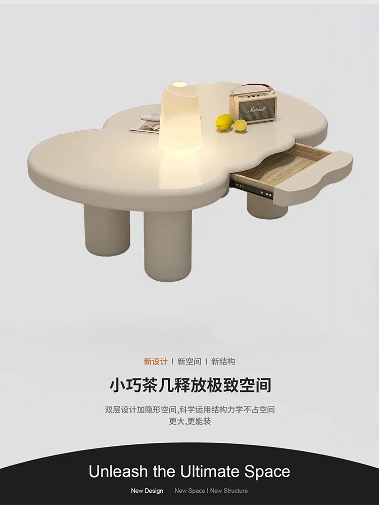 French cream style coffee table living room household small apartment minimalist modern cloud coffee table cream style lightense