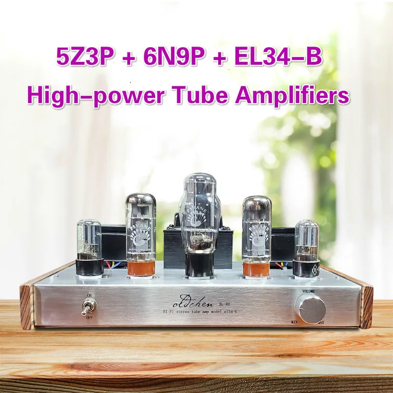 New Upgraded HY High-power Tube Amplifiers 5Z3P + 6N9P + EL34-B Stainless Steel Shell Output 2 * 10W AC 220V