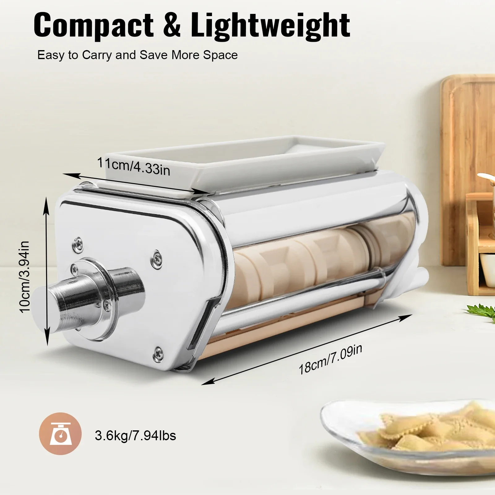 

Pasta Attachments for Kitchenaid Stand Mixer, Stainless Steel Pasta Sheet Roller and Dumpling Maker Attachments