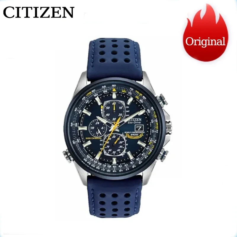 CITIZEN Blue Angel Generation Wtches Men's Luxury Quartz Wristwatches Radio Night Glow  Energy Multi Functional Business Watch