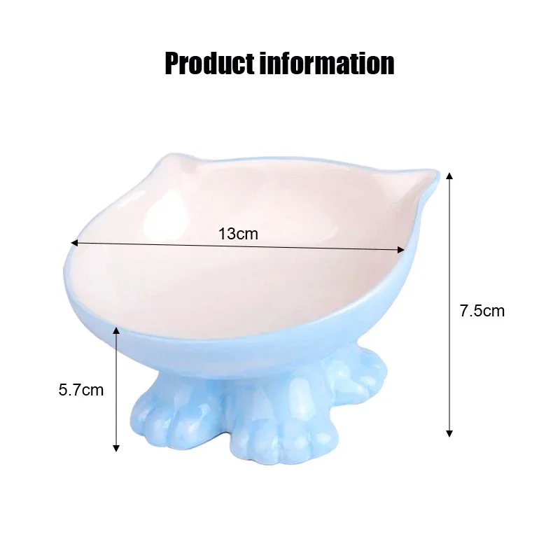 Pet Bowl Protection Cervical Neck Ceramic Cat Food Bowl High Foot Oblique Mouth Cat Ceramic Bowl