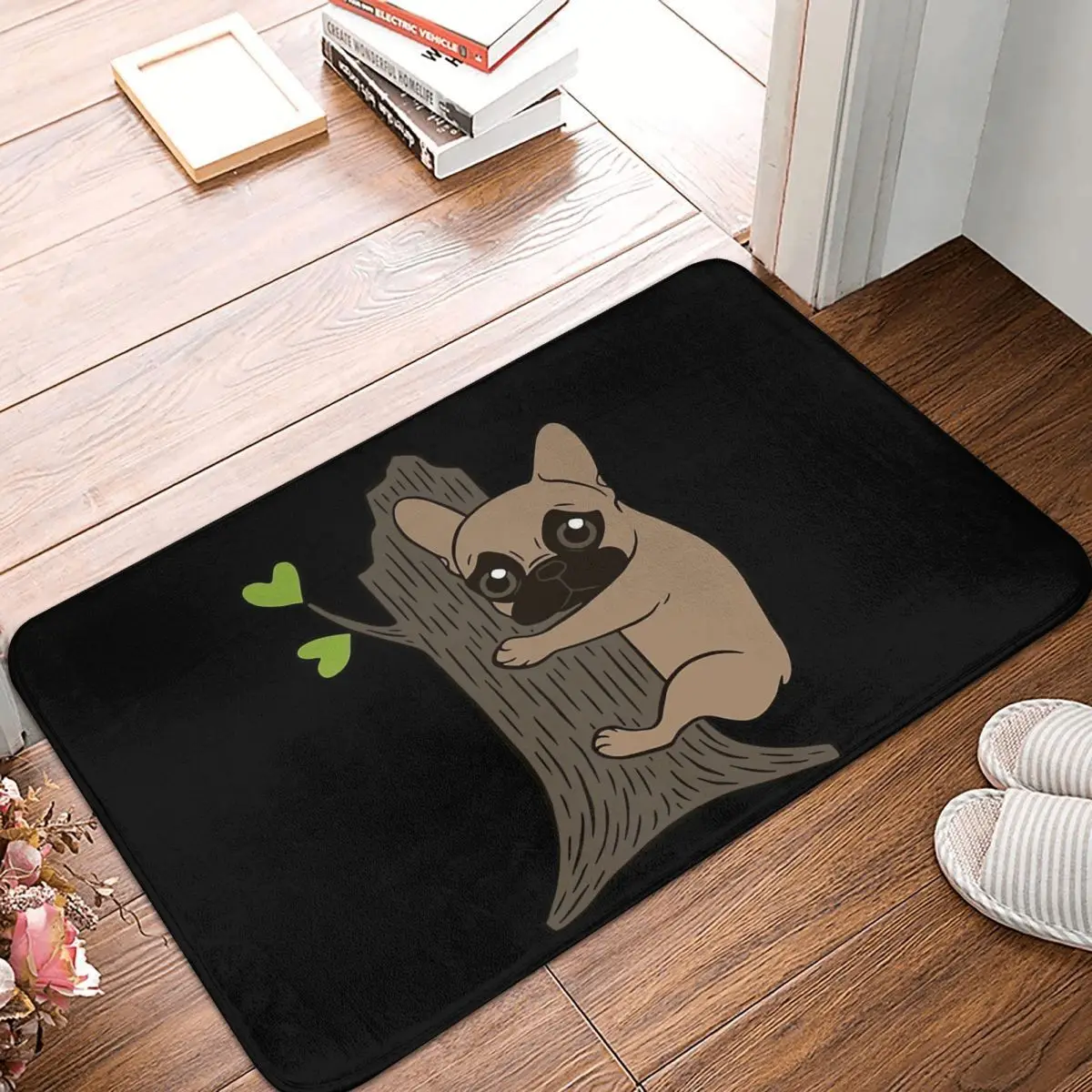 Black Mask Frenchie Is An Environmental Friendly Tree Hugger Doormat Rug carpet Mat Footpad Bath mat Non-slip durable Washable