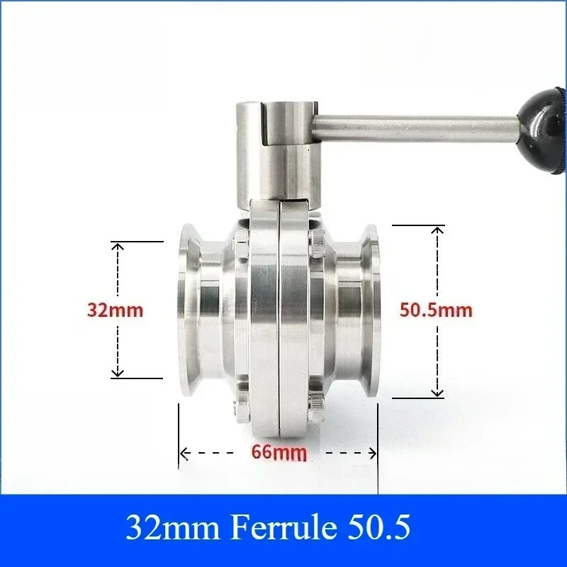 Électrovanne 19/25/32/38mm Sanitary Tri Clamp Butterfly Valve 304 Stainless Steel Dairy Brewing Homebrew Beer System 3/4“ 1” 1-1/2\ Eau et vapeur — détail 3