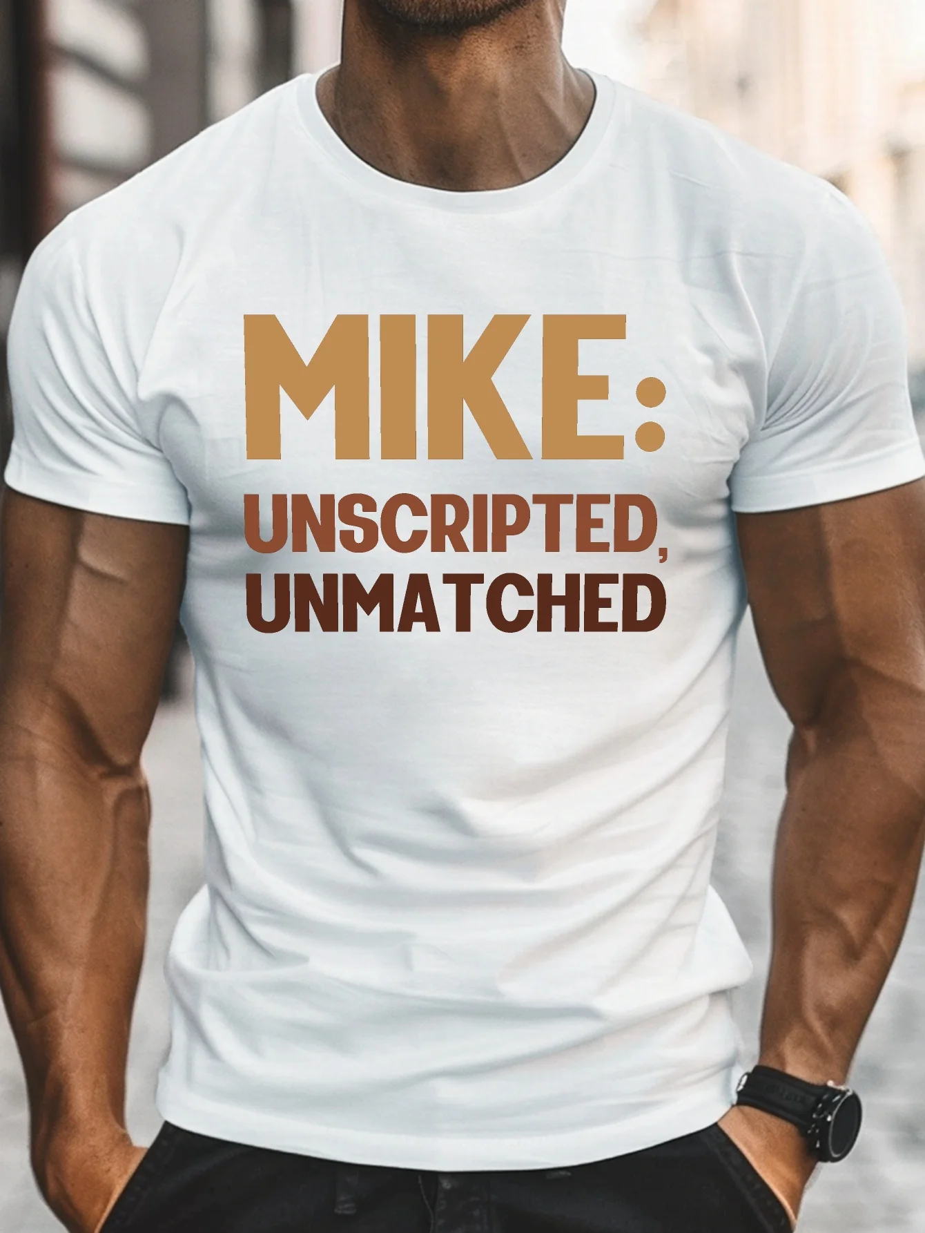 Mike Unscripted Men's 100% Cotton Casual T-Shirt - Lightweight Round Neck Short Sleeve Tee for Summer, 1 Pc