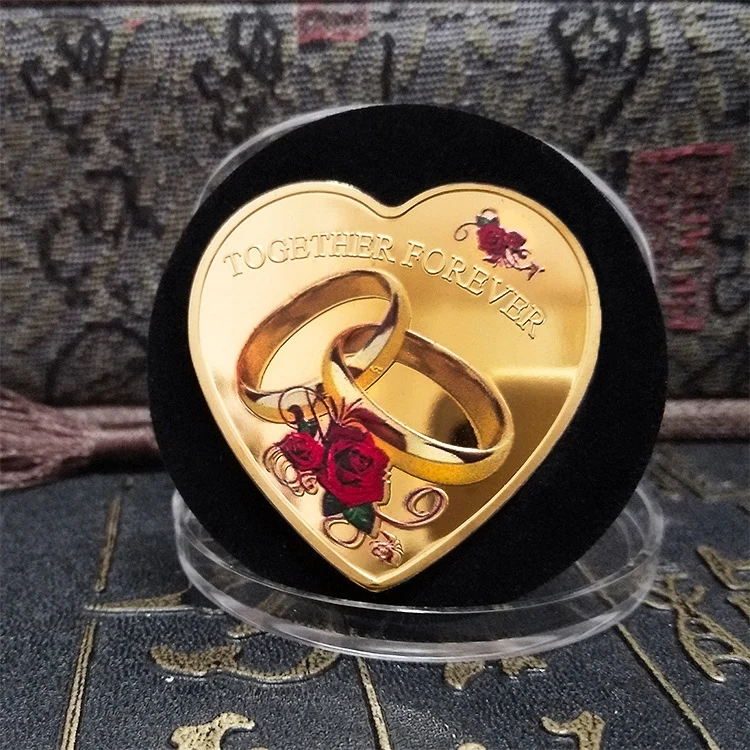 

Lovers Commemorative Coin Gold Plated Coin Heart Shaped