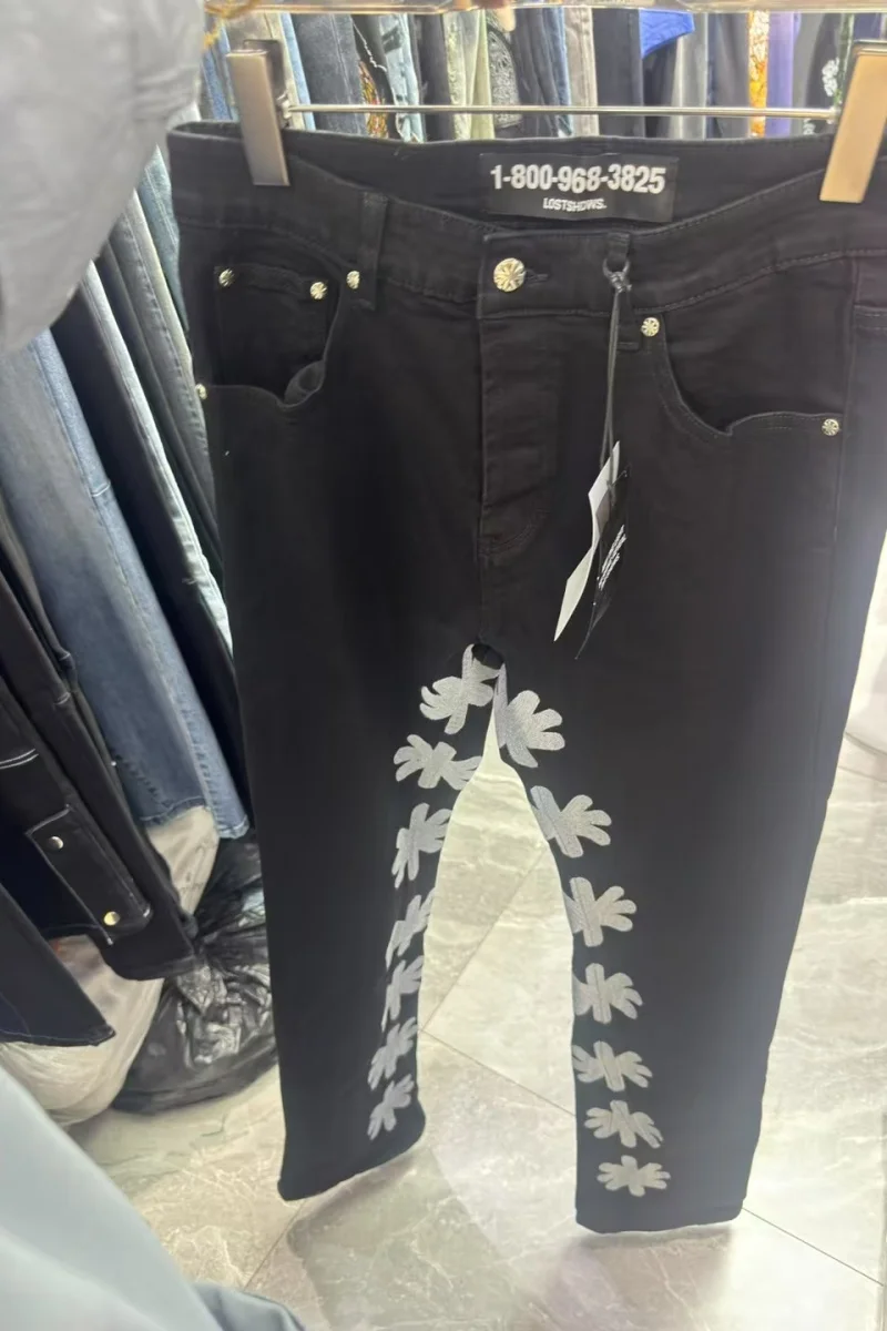

LOST SHDWS JEANS Embroidery Casual Unisex Pants Comfort Fit Streetwear Fashion High Waist Loose
