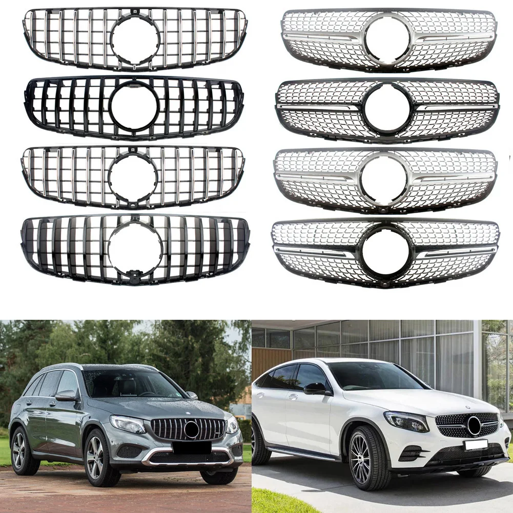 

Front Bumper Racing Grill Billet Grille Cover For Mercedes-Benz W253 X253 GLC 220 GLC250 GLC300 2015-2019 Diamond GT