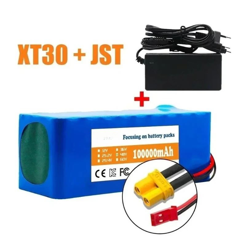 Nová lithium-iontová baterie 13S3P 48V 100Ah 1000W XT60 48V s BMS baterií, nabíječkou 48V lithium-iontové baterie 54,6V - náhled 6