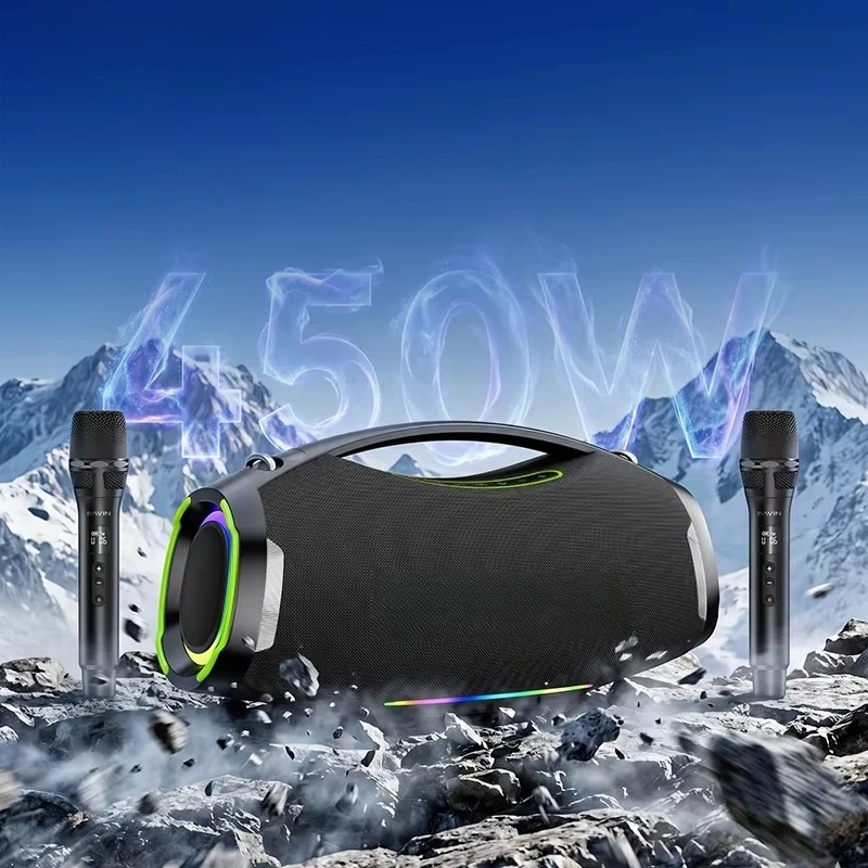 BM57 450W Party Speaker Dual Wireless Mic 40000mAh Battery BT5.3 Outdoor Portable Boombox RGB Light Karaoke Flashlight OEM