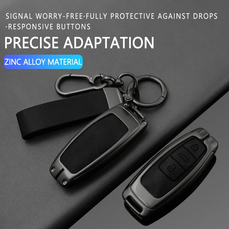 Zinc Alloy Leather Car Remote Key Case Cover for Audi A3 A4 B9 A6 A7 4K A8 E-tron Q5 Q8 C8 D5 SQ8 Protector Keychain Accessories