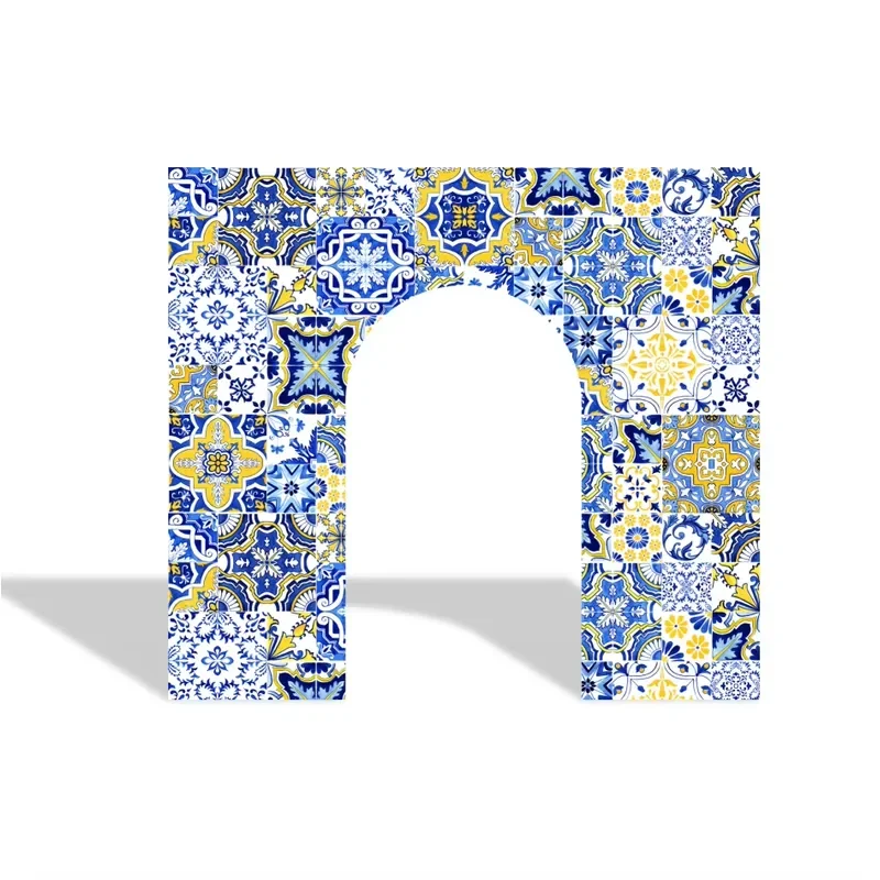 32mm Aluminum Arch Mediterranean Amalfi Coast Tile Welcome Door Sicilian Mosaic Pattern Background Wall Suitable for Summer