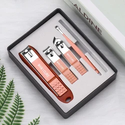 5Pcs/Set Portable Universal Nail Clippers Glass File Earpick Household Professional Stainless Steel Utility Pedicure Nail Tools