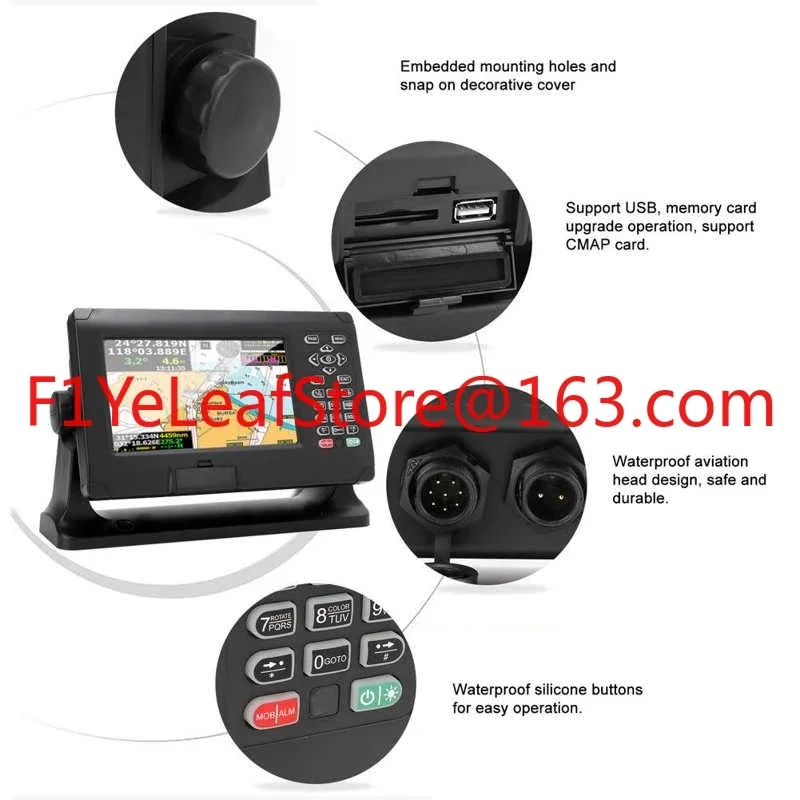 XF-808 8in Marine Boat GNSS Fish Finder Chart Plotter GPS BDS Navigator Keyed Assist Chartplotter For C-Map MAX&XINUO-MAP