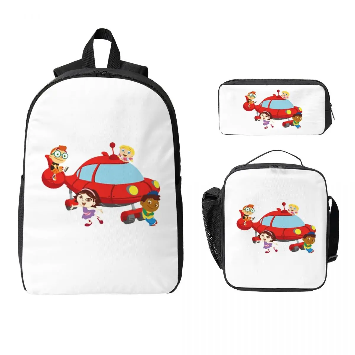 Mochila Little Einsteins para Estudantes, Bolsa Escolar, Bolsa para Laptop, Bolsas de Ombro, 3 Peças, Bolsa Térmica para Almoço, Estojo para Lápis