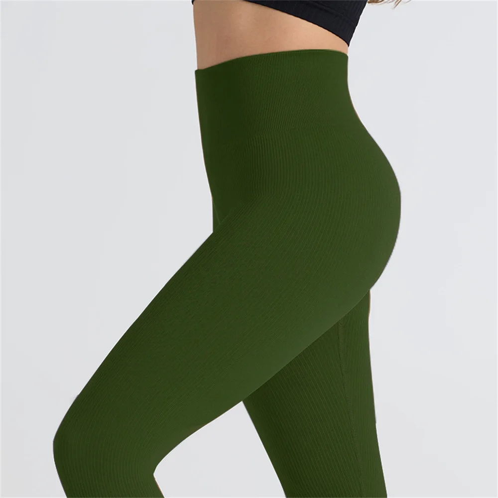 Yoga wear Seamless thread yoga pants Women's pants Peach butt no embarrassment line sports butt pants