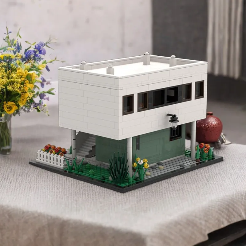 965 ชิ้น MOC ชาวสวนบ้านของวิลล่าซาโวยคลาสสิกสถาปัตยกรรมศิลปะจำลอง DIY ชุดอาคารบล็อกของเล่นวันเกิดของขวัญ