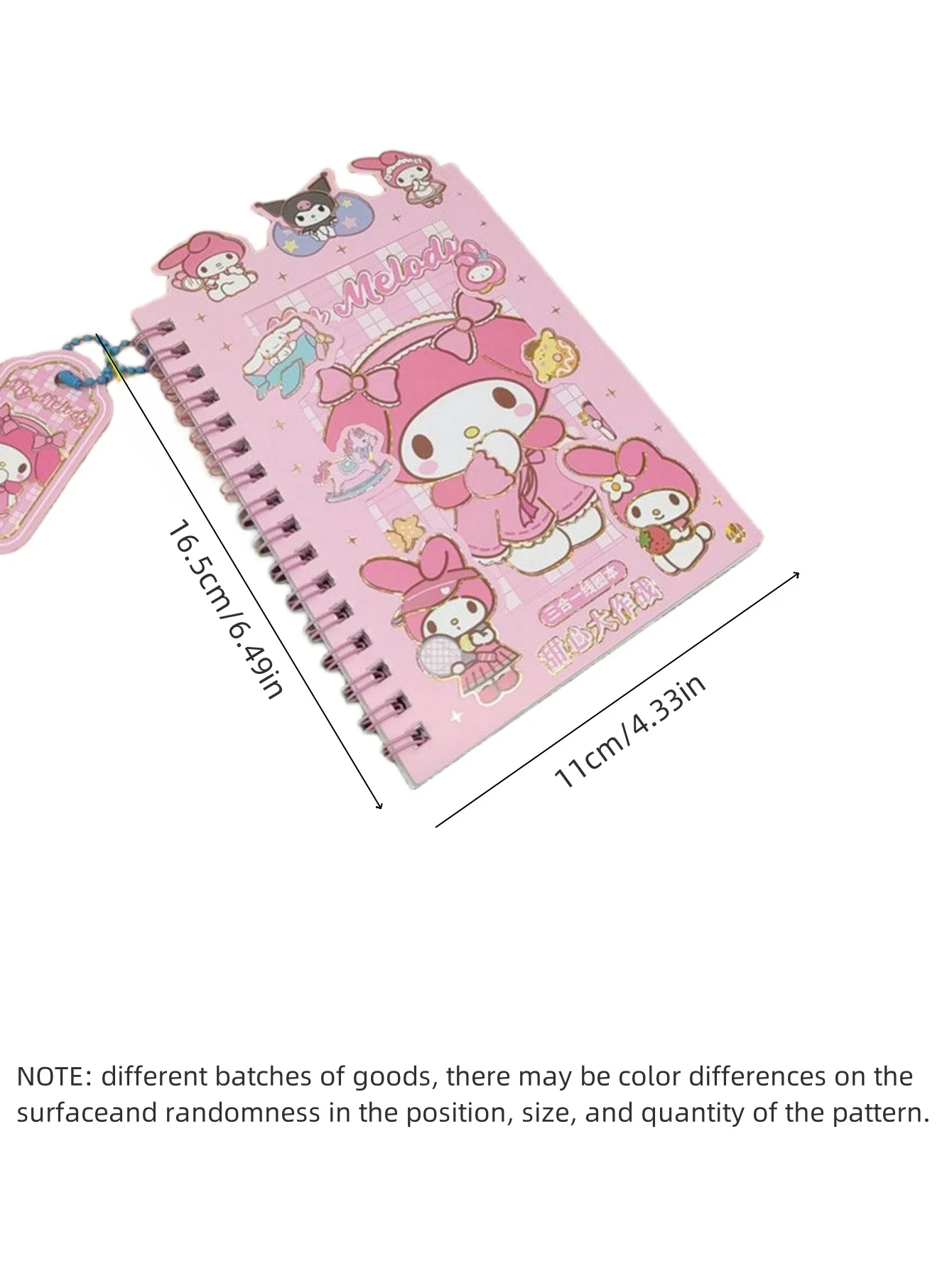 1/3 pezzi Kuromi Melody Set di adesivi Adorabile kit per diario fai da te con pendenti per notebook a spirale Regali di cancelleria per adolescenti