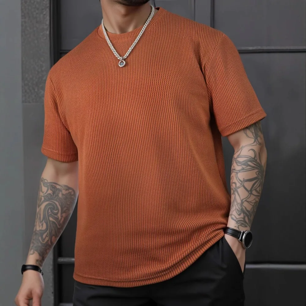 

T-shirt Men, 2025 Summer New Tide, Versatile American Loose Round Neck Short Sleeve Tops Bottoming Shirt