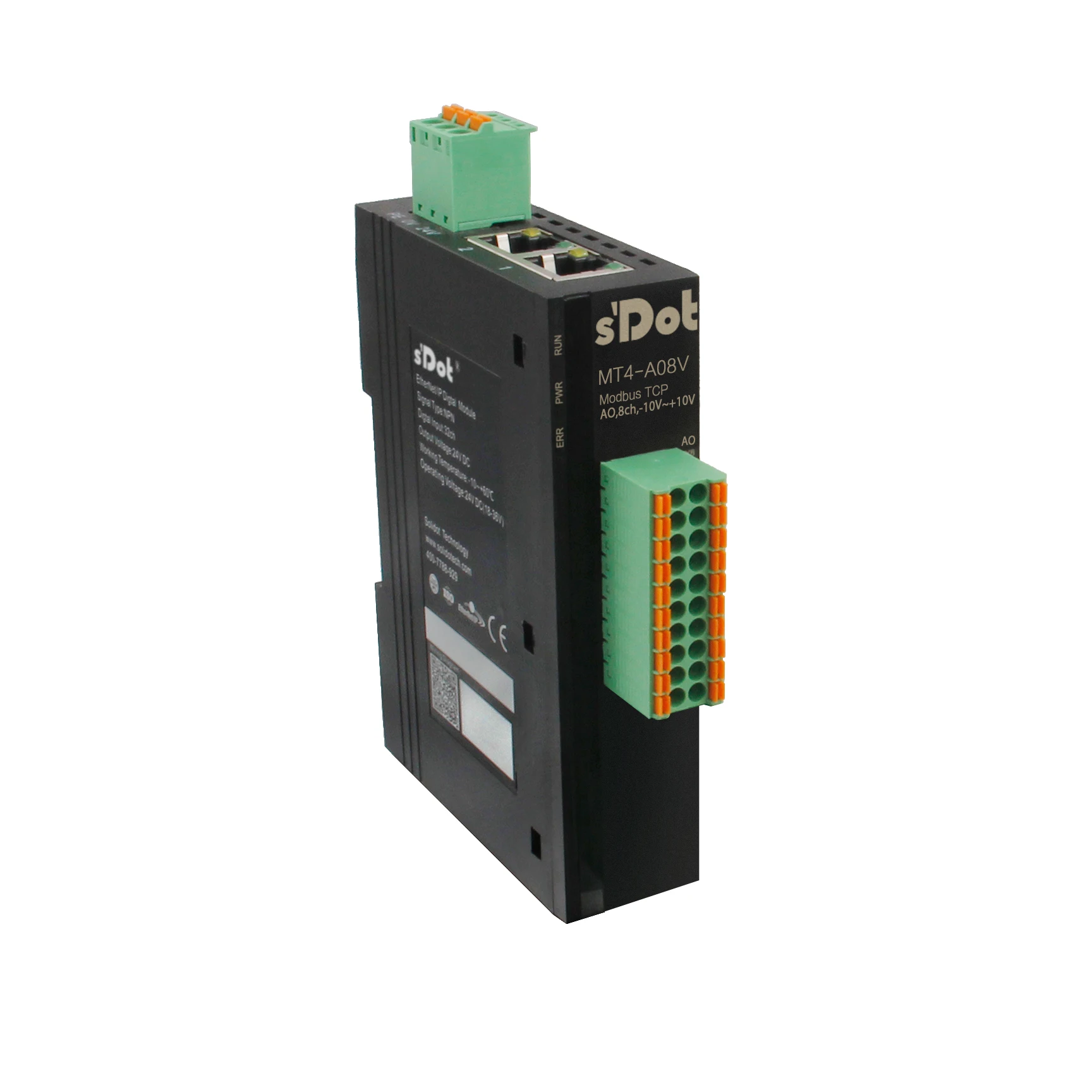 Remote IO I/O Module Modbus TCP Integrated 8-Channel Analog Voltage Output 0.1% Accuracy | MT4-A08V