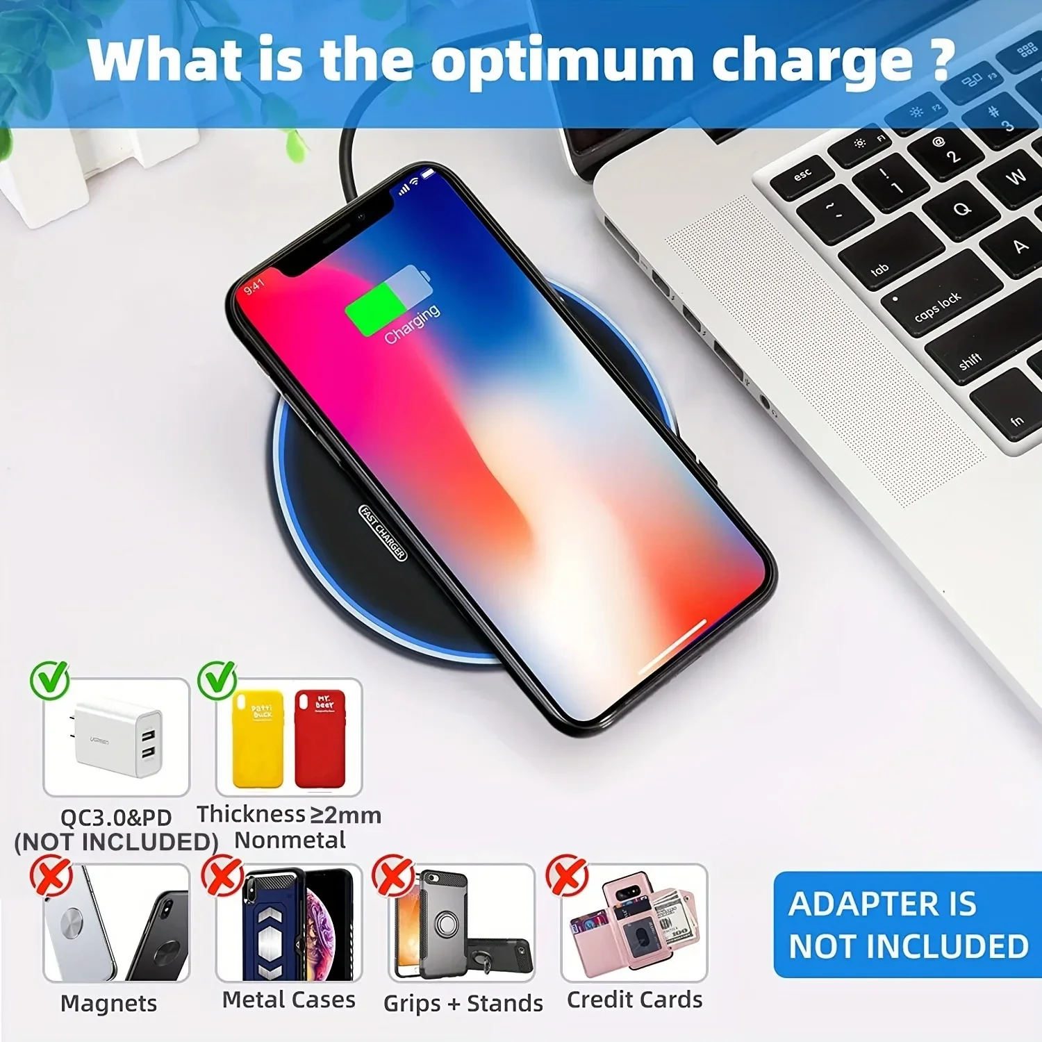 30W Wireless Charger For iPhone 15 14 13 12 11 Pro XS Max X 8 Ultra Slim Induction Fast Charging Pad For Samsung S23 S22 S21 S20