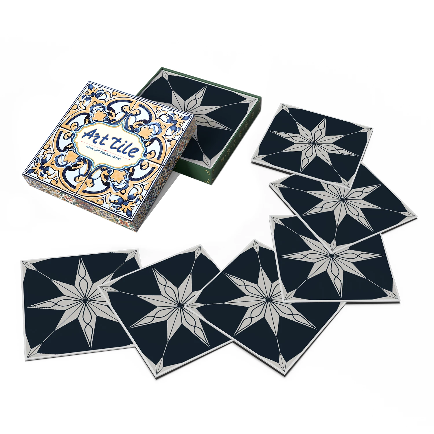 2D Art PE Tile Stickers—self-adhesive, easy-to-remove wall decals, perfect for home wall decor.