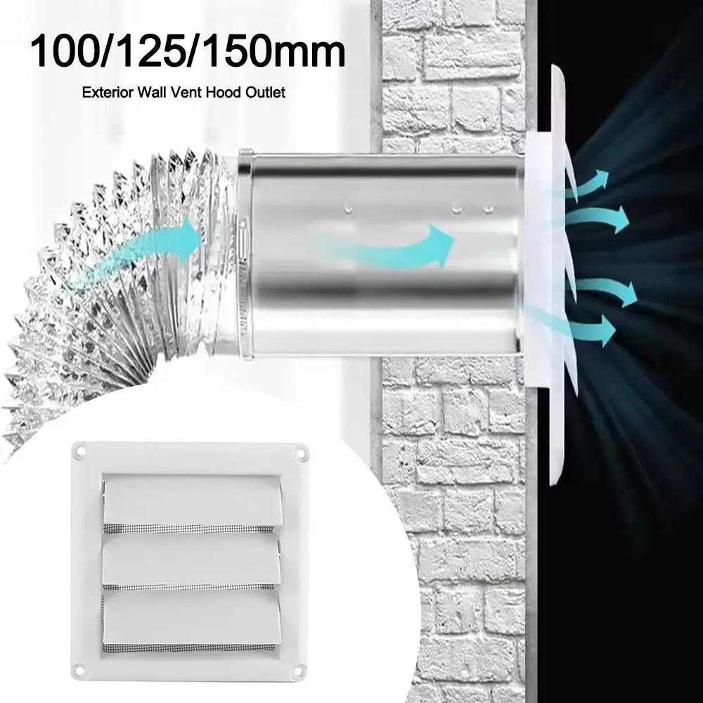 

with Insect Screen Air Dryer Vent Cover 150*150mm/200*200mm Exhaust Outlet Ducts Shutter Spare Parts PP