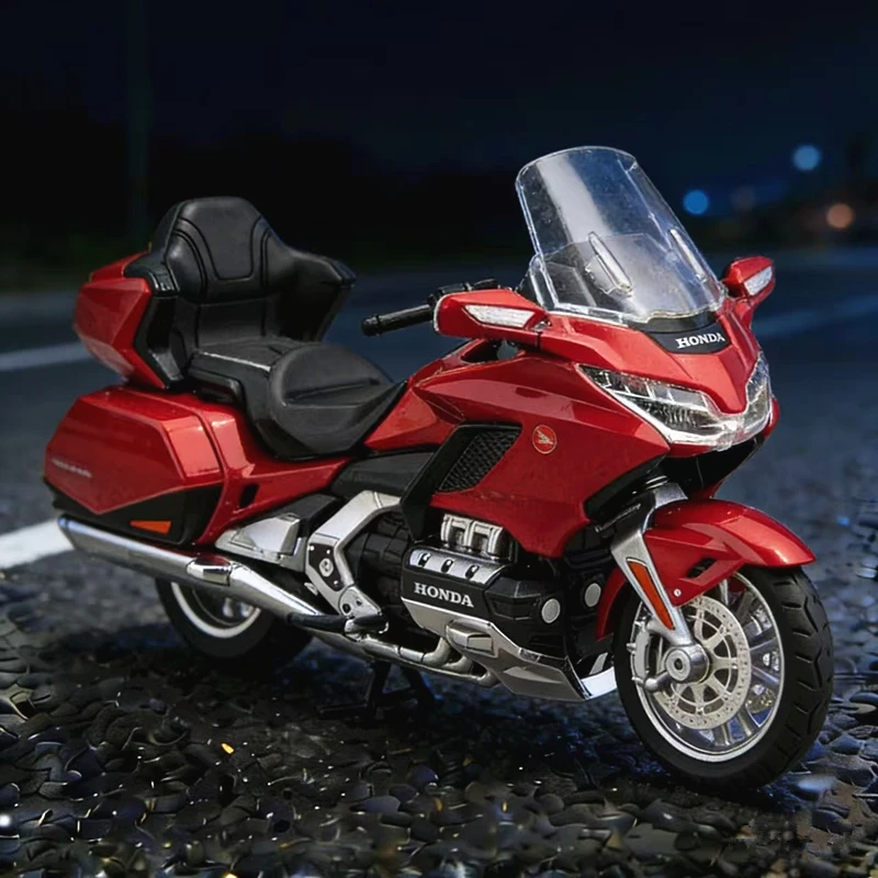1:12 Honda Gold Wing GL1800 Alloy Diecast Motorcycle Model Simulation Light Collectible Children Toy Vehicle Birthday Gift