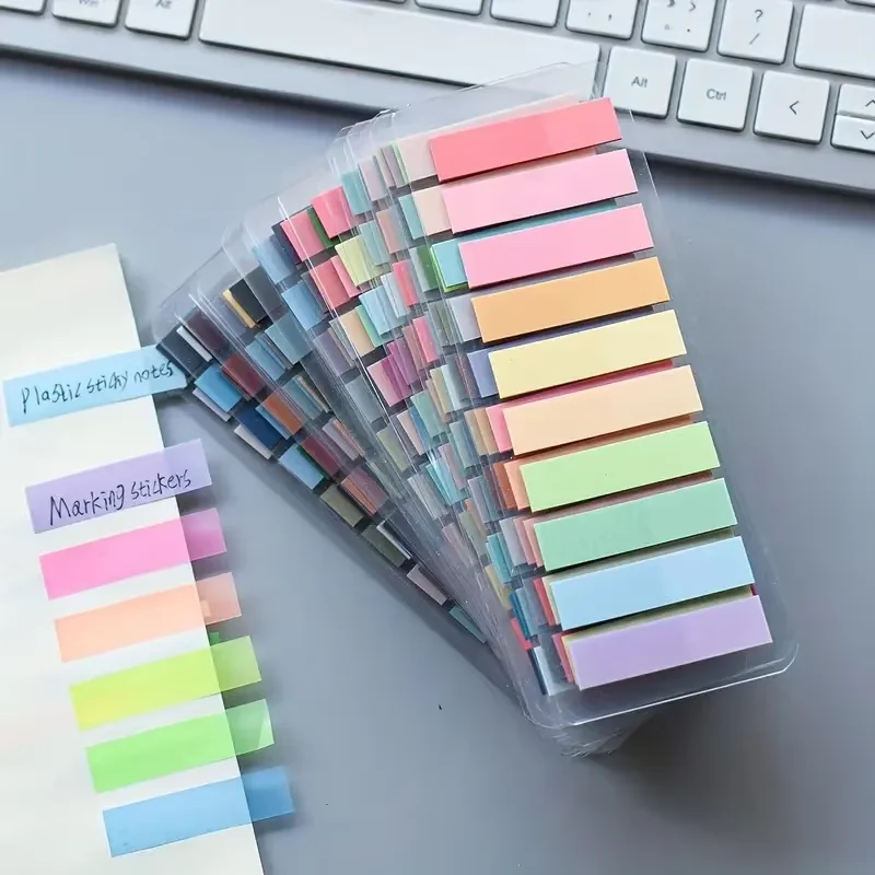 200Pcs of European vintage fluorescent PET transparent marked ten mixed colors for organization recording Suitable for office image 3