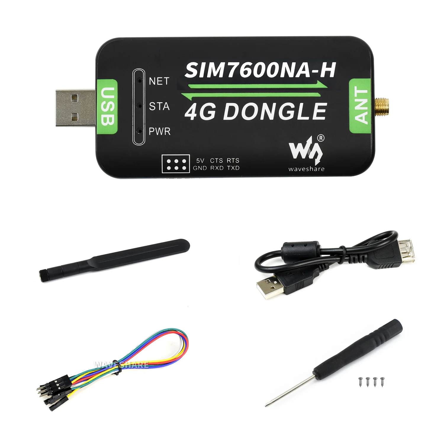 Waveshare SIM7600NA-H 4G DONGLE With Antenna, Industrial Grade 4G Communication And GNSS Positioning Peripheral North America 