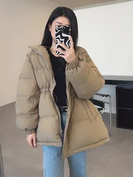 Winter New Thick White Duck Down Jacket Short Light Drawstring Hooded Women Warm Zipper Puffer Jackets Trend Female Outerwear