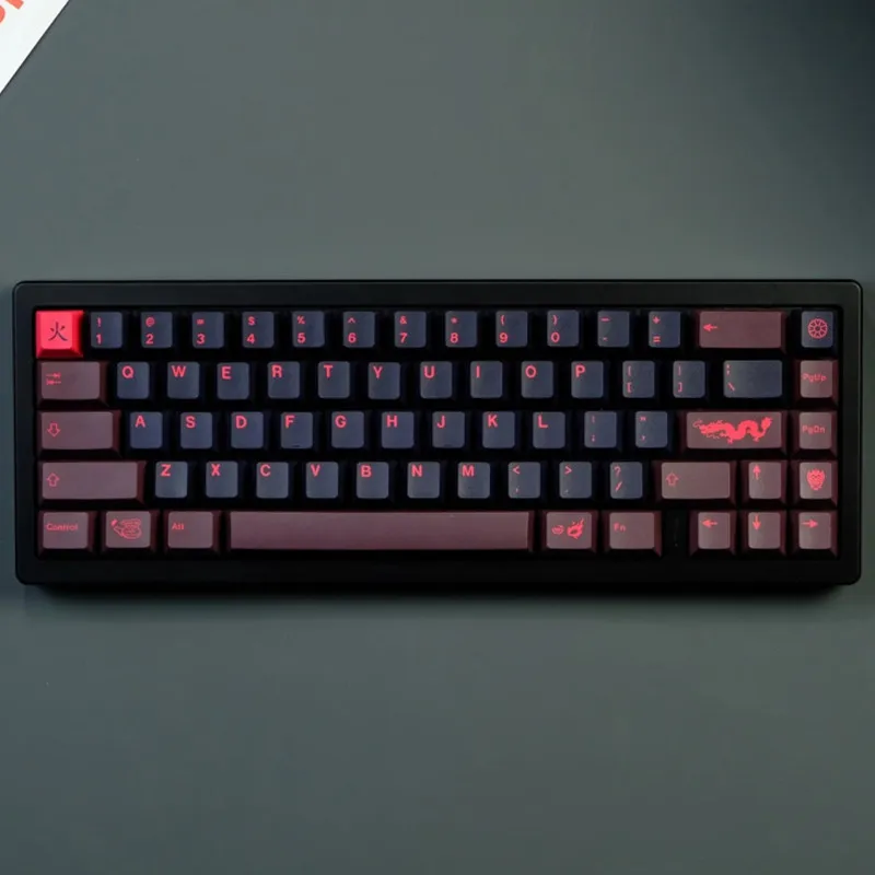 126 Tombol Keycap Naga Merah Tinggi Pabrik Asli Keycap Sublimasi PBT Cocok untuk Keycap Keyboard Mekanis Gaming