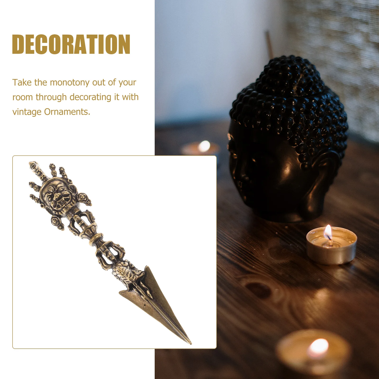 

1pcs Copper Desktop Vajra Pestle Ornament Mini Statue Metal Craft Decorative Home Office Display Gift Tibetan
