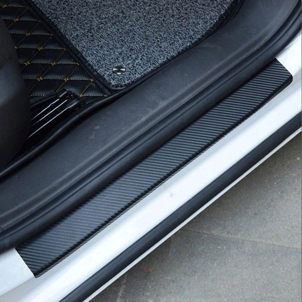 4Pcs Car Door Sill Protector Door Sill Scuff Plate Carbon Fiber Stickers Cover Door Anti Scratch for Cars SUV Truck Pickup